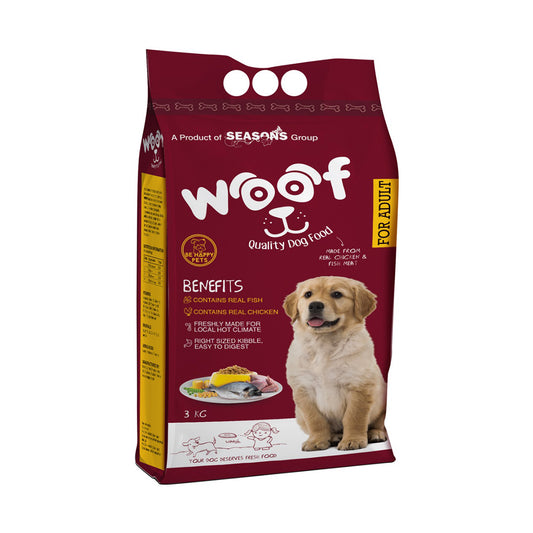 Woof with Real Chicken & Fish 3 Kg Adult Dog Food