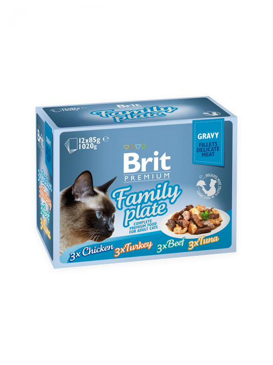 Brit Premium Family Plate Gravy 12X 85 G Pouches of Adult Wet Cat Food