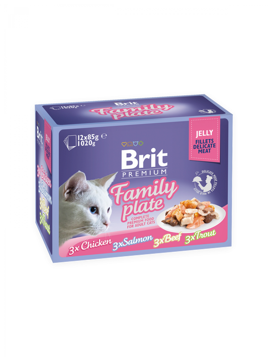 Brit Premium Family Plate Jelly 12X 85 G Pouches of Adult Wet Cat Food