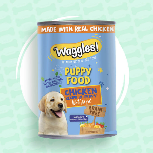 Waggles Premium Puppy Chicken Recipe in Gravy 400 G Wet Dog Food