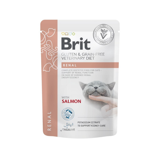 Brit Veterinary Diet Renal with Salmon 85 G Adult Wet Cat Food