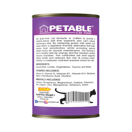 Petable Grain Free Whole Minced Beef Gravy Formula 400 G Wet Cat Food