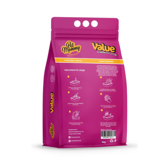 Pet Mommy Value Clumping Cat Litter Unscented 5 Kg