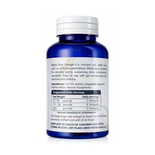 Remu Omega 3 Fish Oil Supplement 120 Capsules of 500 Mg for Cats & Dogs