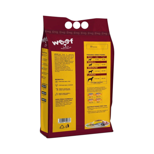 Woof with Real Chicken & Fish 3 Kg Adult Dog Food