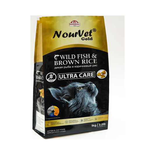NourVet Gold Ultra Care with Wild Fish & Brown Rice 1 Kg Kitten & Adult Cat Food
