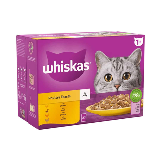 Whiskas Poultry Feasts in Jelly with Chicken 12x 85 G Pouches of Adult Wet Cat Food