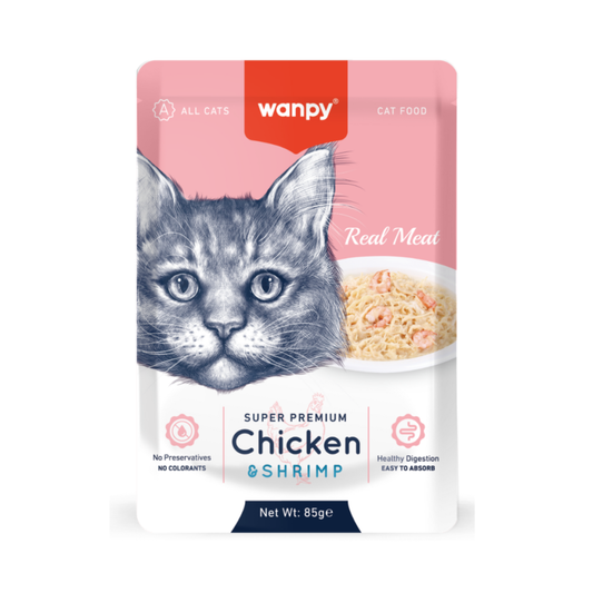 Wanpy Real Meat Fillet in Jelly Chicken & Shrimp 85 G Cat Treats