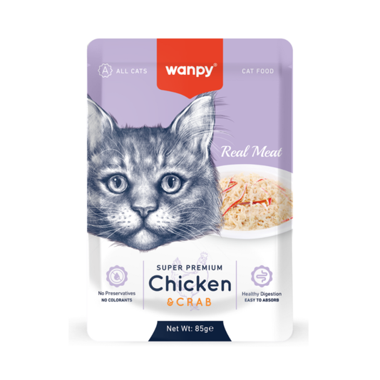 Wanpy Real Meat Fillet in Jelly Chicken & Crab 85 G Cat Treats