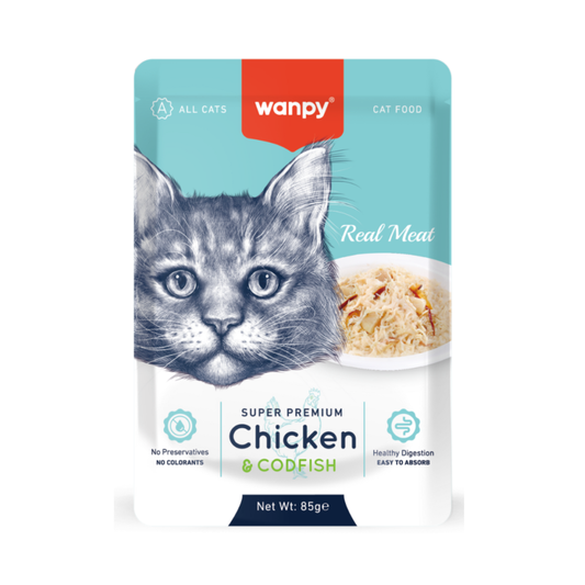 Wanpy Real Meat Fillet in Jelly Chicken & Codfish 85 G Cat Treats