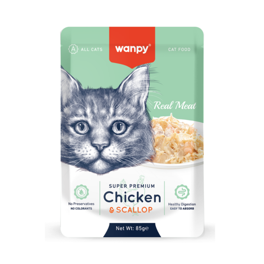 Wanpy Real Meat Fillet in Jelly Chicken & Scallop 85 G Cat Treats