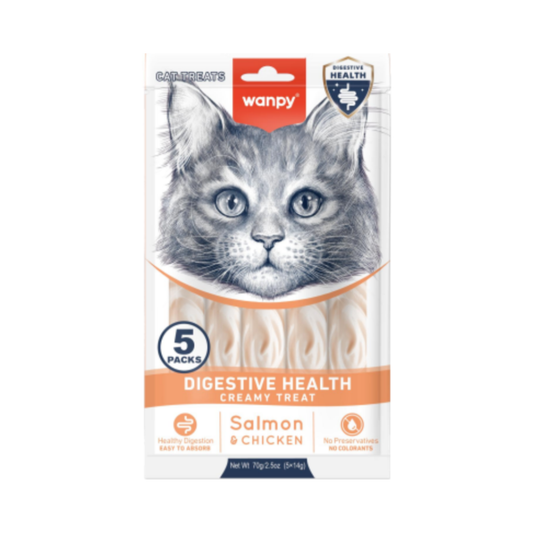Wanpy Functional Digestive Health Creamy Treat with Salmon & Chicken 70 G for Adult Cats