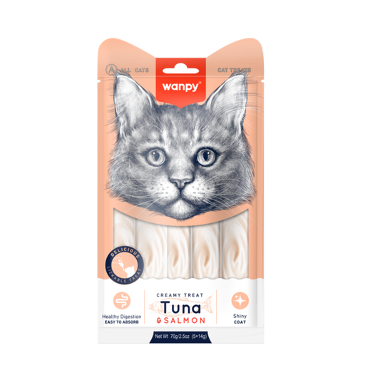 Wanpy Creamy Lickable Cat Treat with tuna & Salmon 70 G