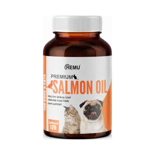 Remu Salmon Oil Supplement 120 Capsules of 500 Mg for Cats & Dogs