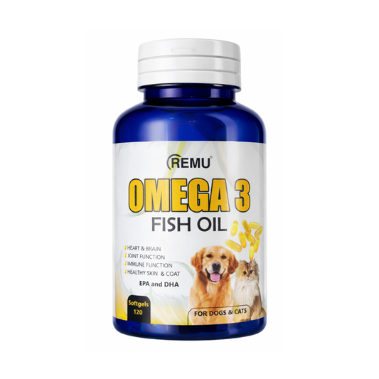 Remu Omega 3 Fish Oil Supplement 120 Capsules of 500 Mg for Cats & Dogs