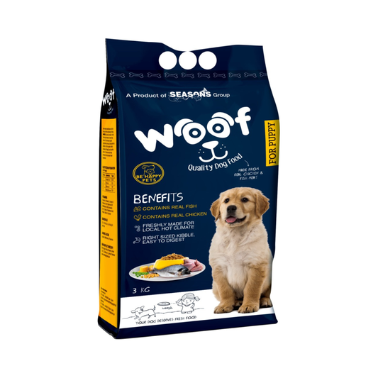 Woof with Real Chicken & Fish 3 Kg Dog Food for Puppies