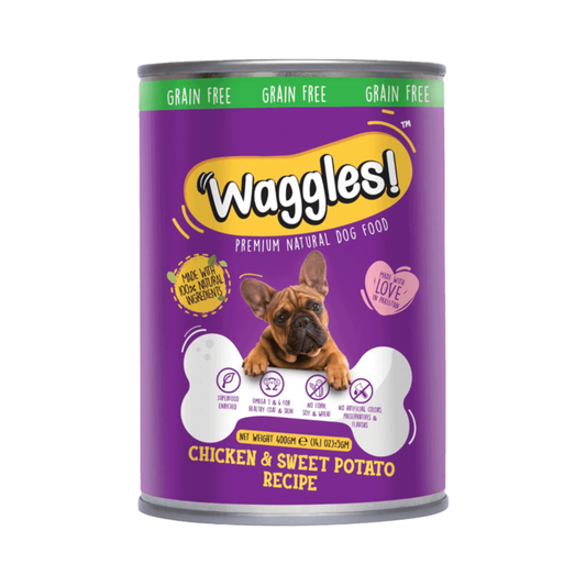 Waggles Premium Chicken & Sweet Potato Recipe 400 G Wet Dog Food