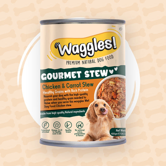 Waggles Premium Chicken & Carrot Gourmet Stew 400 G Wet Dog Food