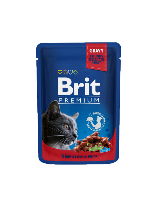 Brit Premium Beef Stew & Peas Flavor 100 G Adult Wet Cat Food