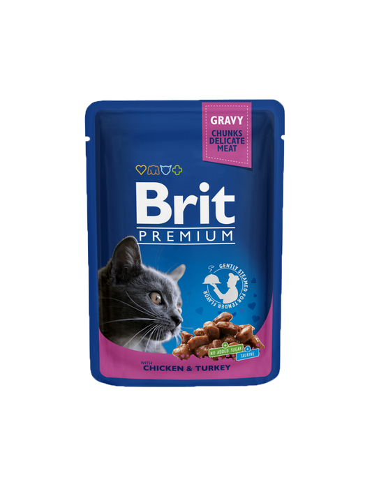Brit Premium Chicken & Turkey Flavor 100 G Adult Wet Cat Food