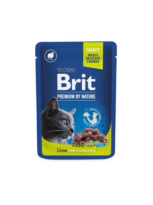 Brit Premium Lamb in Gravy 100 G Wet Food for Adult Sterilised Cats