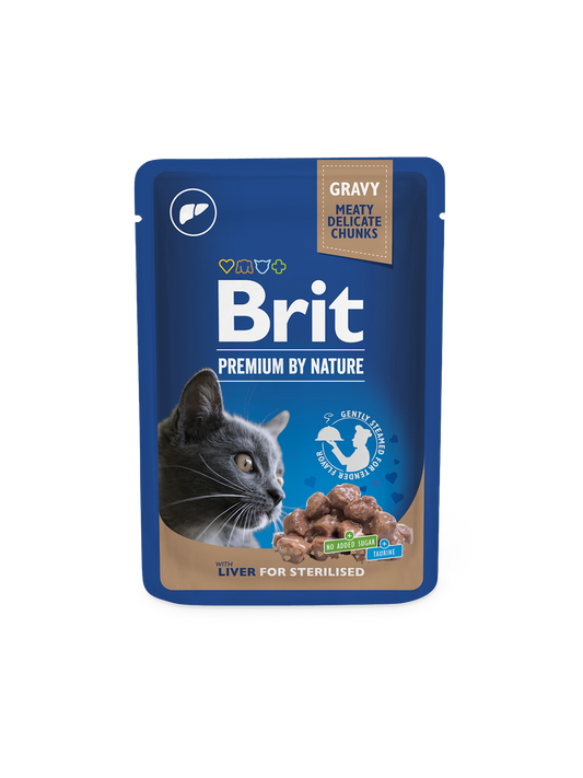 Brit Premium Liver in Gravy 100 G Wet Food for Adult Sterilised Cats