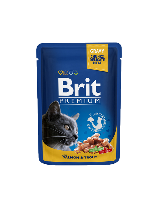 Brit Premium Salmon & Trout Flavor 100 G Adult Wet Cat Food