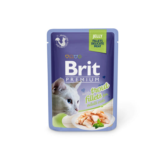 Brit Premium Trout Fillets in Jelly 85 G Adult Wet Cat Food