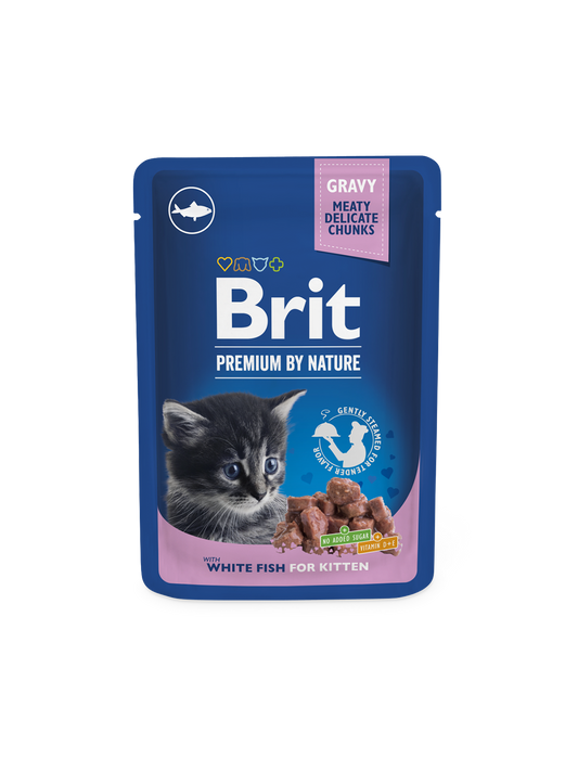 Brit Premium White Fish in Gravy 100 G Wet Cat Food for Kittens