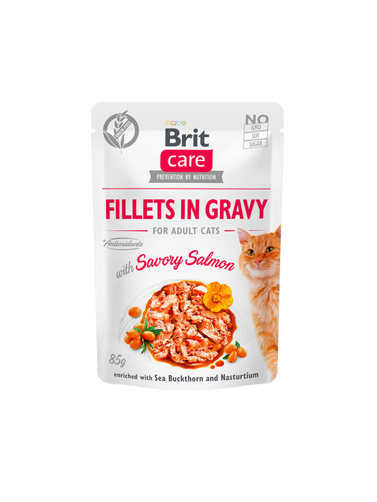 Brit Care Savory Salmon in Gravy 85 G Adult Wet Cat Food