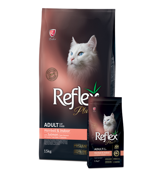 Reflex Plus Hairball 15 Kg Adult Cat Food with Salmon