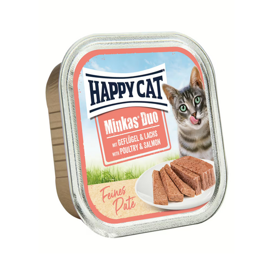 Happy Cat Minkas Duo Poultry & Salmon Pate 100 G Adult Wet Cat Food