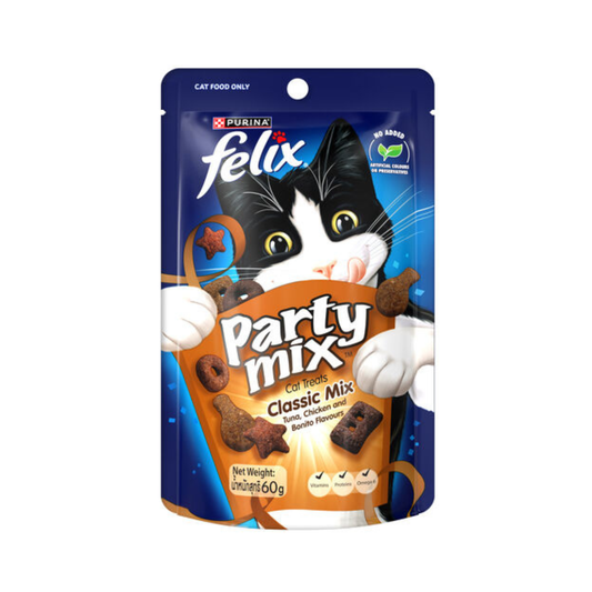 Felix PartyMix Classic Mix with Tuna, Chicken & Bonito flavors 60 G Cat Treats