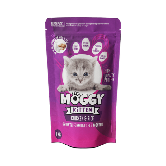 Moggy Kitten Growth Formula 1-12 Months with Chicken & Rice 1kg Cat Food