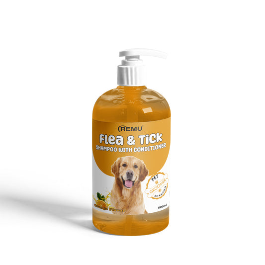 Remu Groomer Flea Tick Shampoo Orange Flavor 600 mL for Dogs