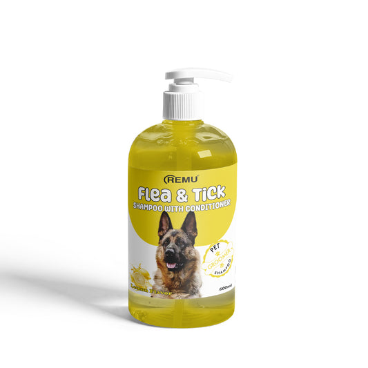 Remu Groomer Flea Tick Shampoo Lemon Flavor 600 mL for Dogs