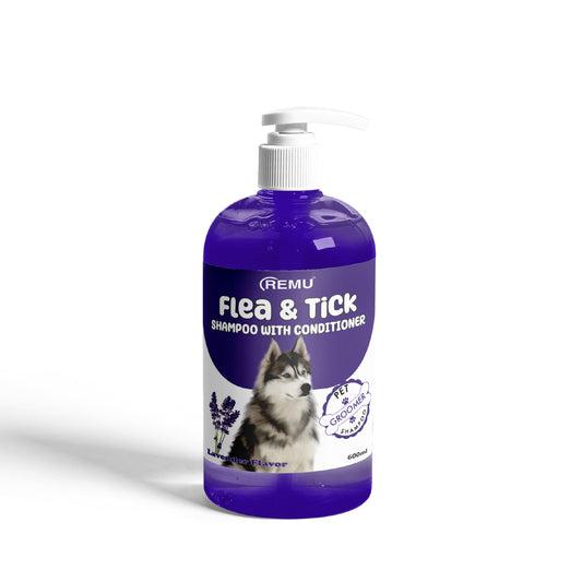 Remu Groomer Flea Tick Shampoo Lavender Flavor 600 mL for Dogs
