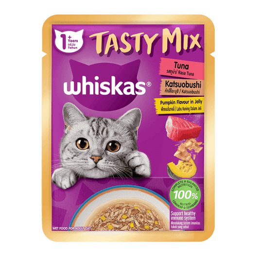 Whiskas Tasty Mix Tuna, Katsuobushi, Pumpkin in Jelly 70 G Adult Wet Cat Food